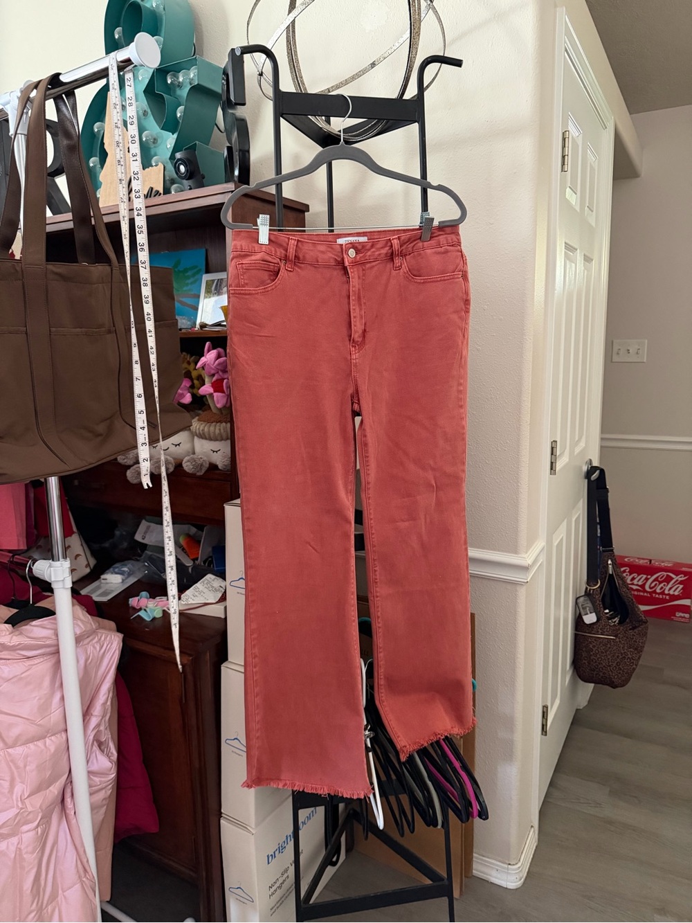 Zenana Outfitters Coral Rust Wide-Leg Jeans